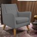Kit 02 Poltronas Decorativas com Pés de Madeira Taroba D02 Veludo Cinza C-317 - Lyam Decor