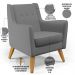 Kit 02 Poltronas Decorativas com Pés de Madeira Taroba D02 Veludo Cinza C-317 - Lyam Decor