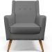 Kit 02 Poltronas Decorativas com Pés de Madeira Taroba D02 Veludo Cinza C-317 - Lyam Decor