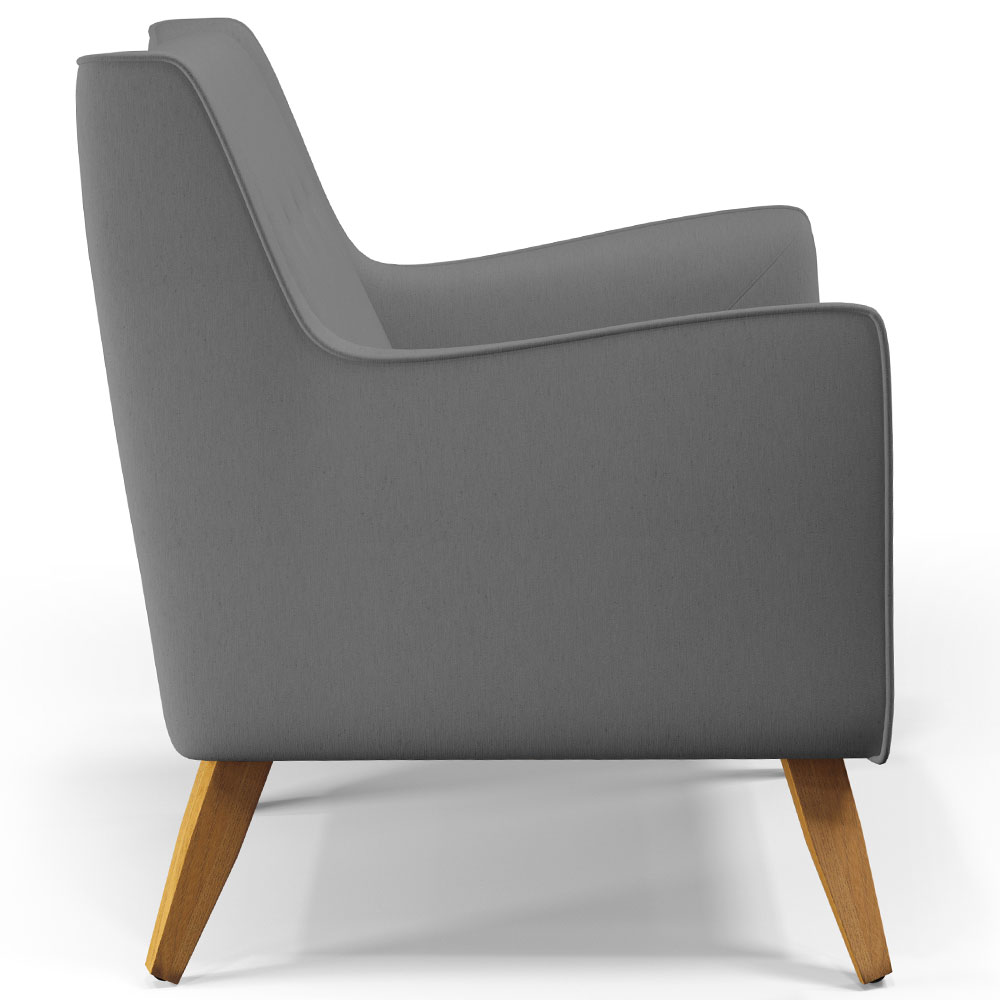 Kit 02 Poltronas Decorativas com Pés de Madeira Taroba D02 Veludo Cinza C-317 - Lyam Decor