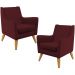 Kit 02 Poltronas Decorativas com Pés de Madeira Taroba D02 Veludo Marsala C-278 - Lyam Decor