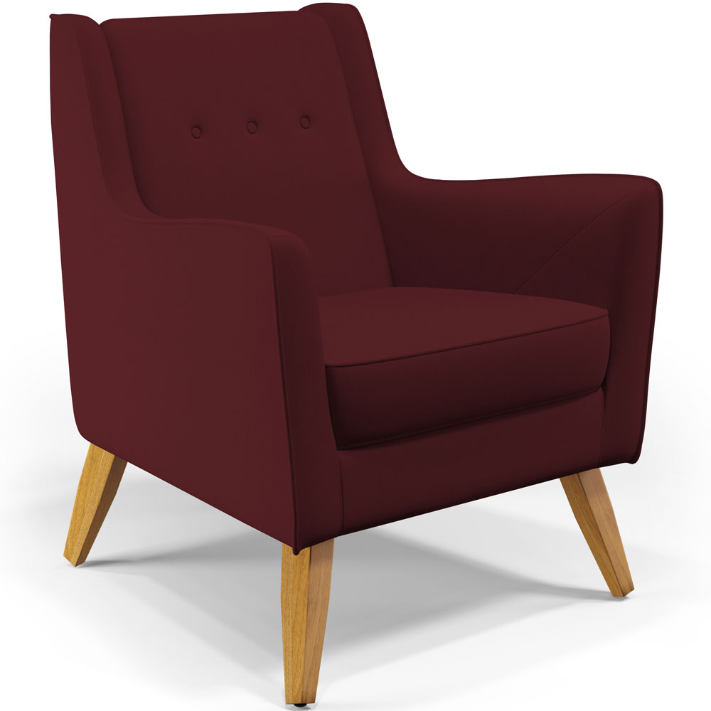 Kit 02 Poltronas Decorativas com Pés de Madeira Taroba D02 Veludo Marsala C-278 - Lyam Decor