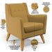 Kit 02 Poltronas Decorativas com Pés de Madeira Taroba D02 Veludo Mostarda C-260 - Lyam Decor