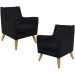 Kit 02 Poltronas Decorativas com Pés de Madeira Taroba D02 Veludo Preto C-300 - Lyam Decor