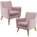 Kit 02 Poltronas Decorativas com Pés de Madeira Taroba D02 Veludo Rosê C-305 - Lyam Decor