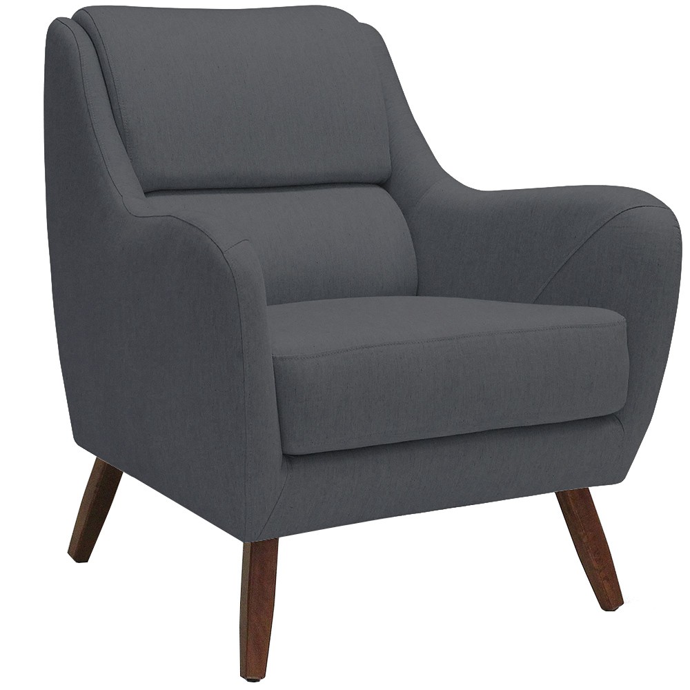 Kit 02 Poltronas Decorativas de Sala de Estar e Recepção Gooby D02 Veludo Cinza C-317 - Lyam Decor