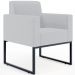 Kit 02 Poltronas Decorativas para Sala Recepção Base Fixa De Metal Helô L02 Linho Cinza - Lyam Decor