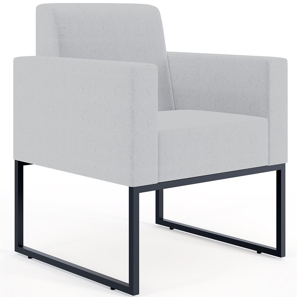 Kit 02 Poltronas Decorativas para Sala Recepção Base Fixa De Metal Helô L02 Linho Cinza - Lyam Decor