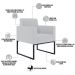 Kit 02 Poltronas Decorativas para Sala Recepção Base Fixa De Metal Helô L02 Linho Cinza - Lyam Decor