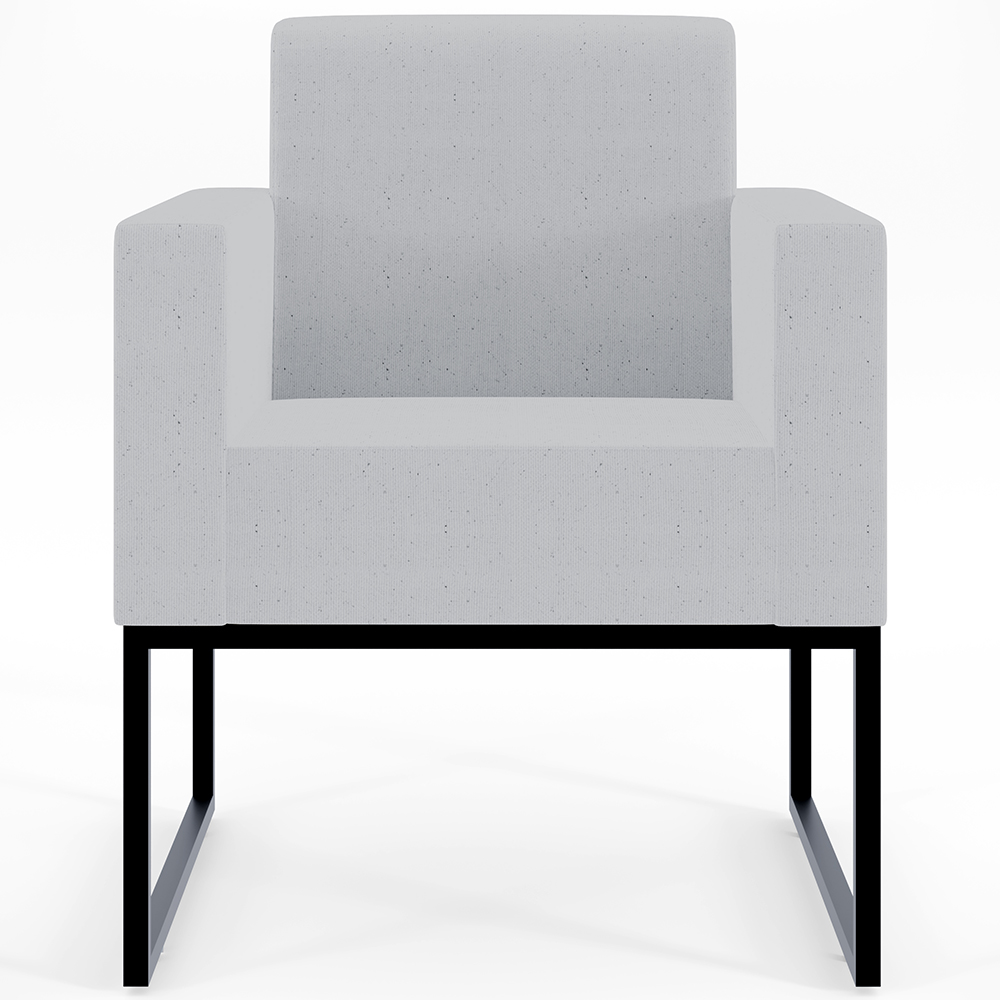 Kit 02 Poltronas Decorativas para Sala Recepção Base Fixa De Metal Helô L02 Linho Cinza - Lyam Decor