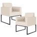 Kit 02 Poltronas Decorativas para Sala Recepção Base Fixa De Metal Helô L02 Suede Bege - Lyam Decor