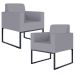 Kit 02 Poltronas Decorativas para Sala Recepção Base Fixa De Metal Helô L02 Suede Cinza - Lyam Decor
