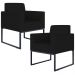 Kit 02 Poltronas Decorativas para Sala Recepção Base Fixa De Metal Helô L02 Suede Preto - Lyam Decor