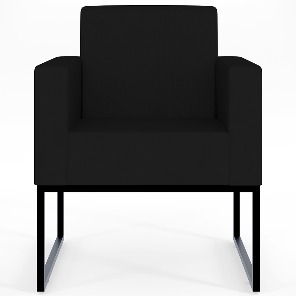 Kit 02 Poltronas Decorativas para Sala Recepção Base Fixa De Metal Helô L02 Suede Preto - Lyam Decor