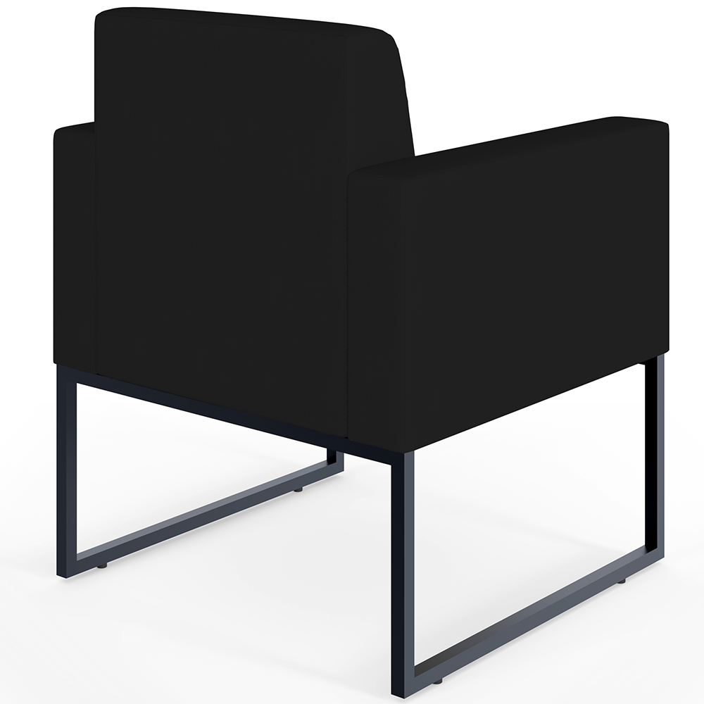 Kit 02 Poltronas Decorativas para Sala Recepção Base Fixa De Metal Helô L02 Suede Preto - Lyam Decor