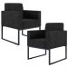 Kit 02 Poltronas Decorativas para Sala Recepção Base Fixa Metal Helô L02 Linho Chumbo - Lyam Decor