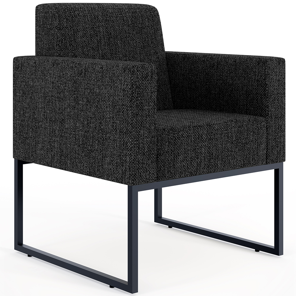 Kit 02 Poltronas Decorativas para Sala Recepção Base Fixa Metal Helô L02 Linho Chumbo - Lyam Decor