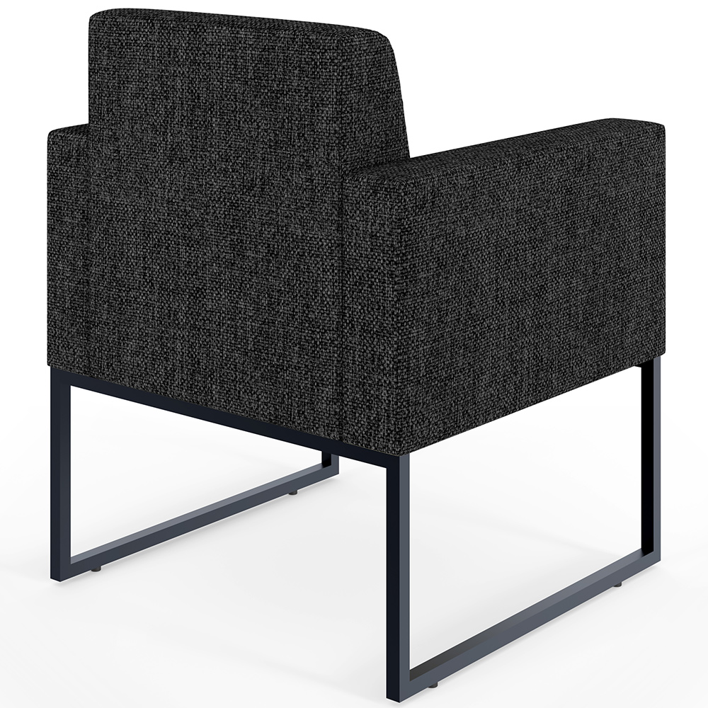 Kit 02 Poltronas Decorativas para Sala Recepção Base Fixa Metal Helô L02 Linho Chumbo - Lyam Decor