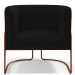 Kit 02 Poltronas Fixas Base Aço Cobre Betina D02 Veludo Preto C-300 Corano Marrom - Lyam Decor