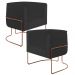 Kit 02 Poltronas Fixas Base Aço Cobre Betina D02 Veludo Preto C-300 Corano Preto - Lyam Decor