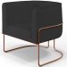 Kit 02 Poltronas Fixas Base Aço Cobre Betina D02 Veludo Preto C-300 Corano Preto - Lyam Decor
