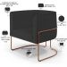 Kit 02 Poltronas Fixas Base Aço Cobre Betina D02 Veludo Preto C-300 Corano Preto - Lyam Decor