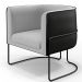 Kit 02 Poltronas Fixas Base Aço Preto Betina D02 Linho Cinza C-315 Corano Preto - Lyam Decor