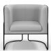 Kit 02 Poltronas Fixas Base Aço Preto Betina D02 Linho Cinza C-315 Corano Preto - Lyam Decor