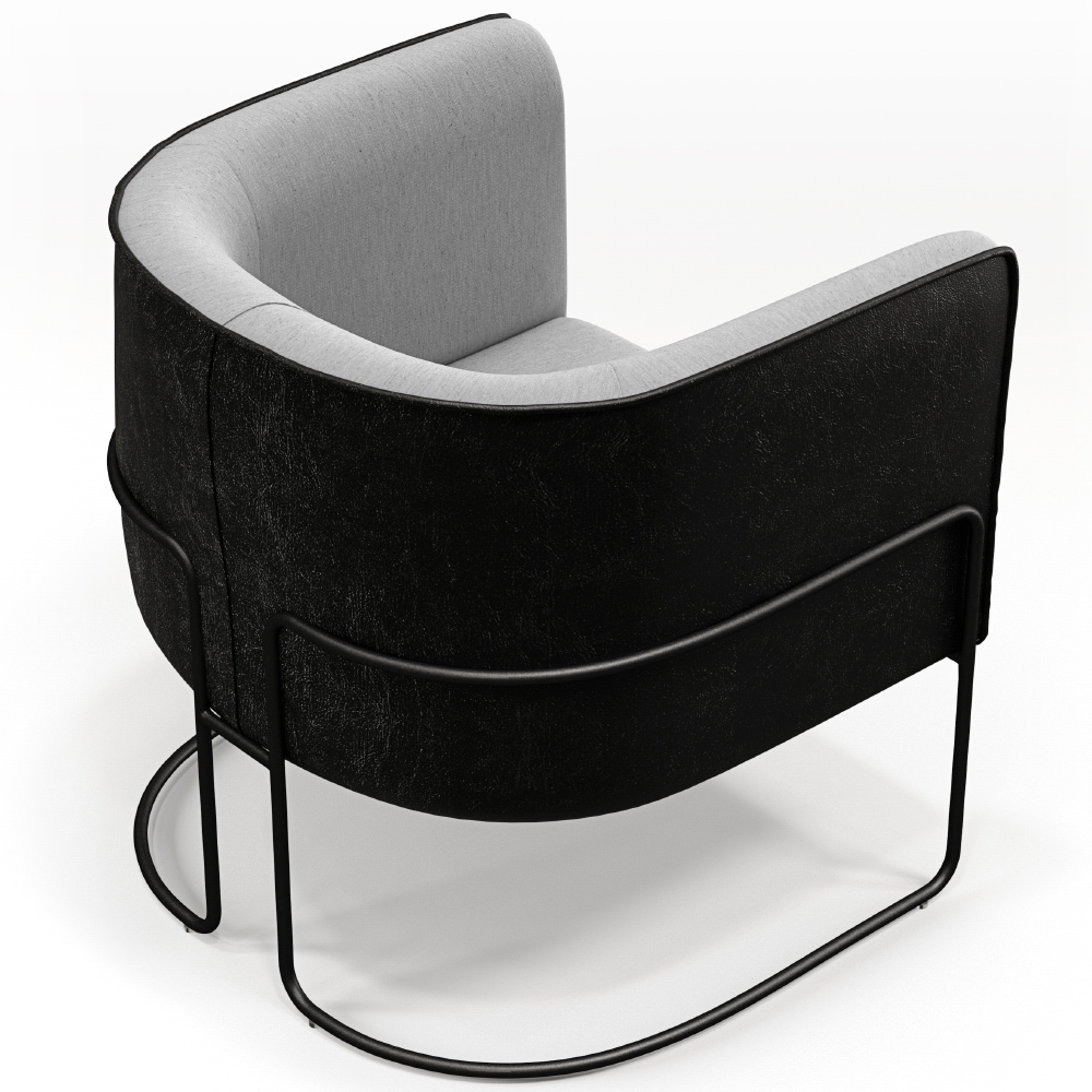 Kit 02 Poltronas Fixas Base Aço Preto Betina D02 Linho Cinza C-315 Corano Preto - Lyam Decor