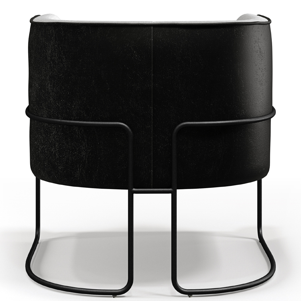 Kit 02 Poltronas Fixas Base Aço Preto Betina D02 Linho Cinza C-315 Corano Preto - Lyam Decor