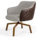 Kit 02 Poltronas Giratória Base Ka Jade D02 Linho Bege C-107 Tressê Corano Marrom - Lyam Decor