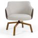 Kit 02 Poltronas Giratória Base Ka Jade D02 Linho Bege C-107 Tressê Corano Marrom - Lyam Decor