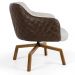 Kit 02 Poltronas Giratória Base Ka Jade D02 Linho Bege C-107 Tressê Corano Marrom - Lyam Decor