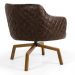 Kit 02 Poltronas Giratória Base Ka Jade D02 Linho Bege C-107 Tressê Corano Marrom - Lyam Decor