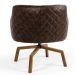Kit 02 Poltronas Giratória Base Ka Jade D02 Linho Bege C-107 Tressê Corano Marrom - Lyam Decor