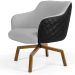 Kit 02 Poltronas Giratória Base Ka Jade D02 Linho Cinza C-315 Tressê Corano Preto - Lyam Decor
