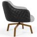 Kit 02 Poltronas Giratória Base Ka Jade D02 Linho Cinza C-315 Tressê Corano Preto - Lyam Decor