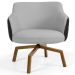 Kit 02 Poltronas Giratória Base Ka Jade D02 Linho Cinza C-315 Tressê Corano Preto - Lyam Decor