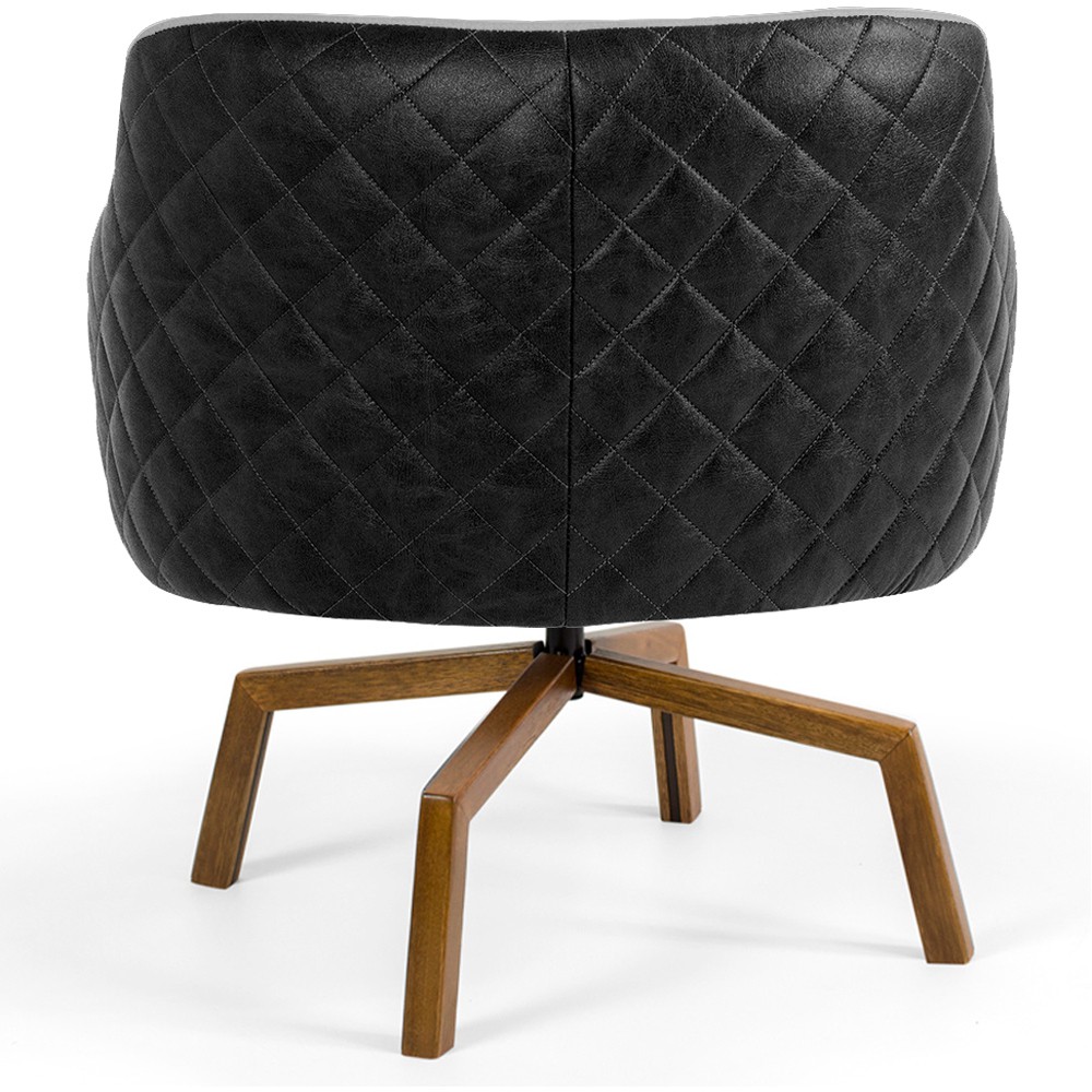 Kit 02 Poltronas Giratória Base Ka Jade D02 Linho Cinza C-315 Tressê Corano Preto - Lyam Decor