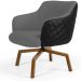 Kit 02 Poltronas Giratória Base Ka Jade D02 Linho Cinza C-416 Tressê Corano Preto - Lyam Decor