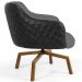 Kit 02 Poltronas Giratória Base Ka Jade D02 Linho Cinza C-416 Tressê Corano Preto - Lyam Decor