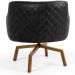 Kit 02 Poltronas Giratória Base Ka Jade D02 Linho Cinza C-416 Tressê Corano Preto - Lyam Decor