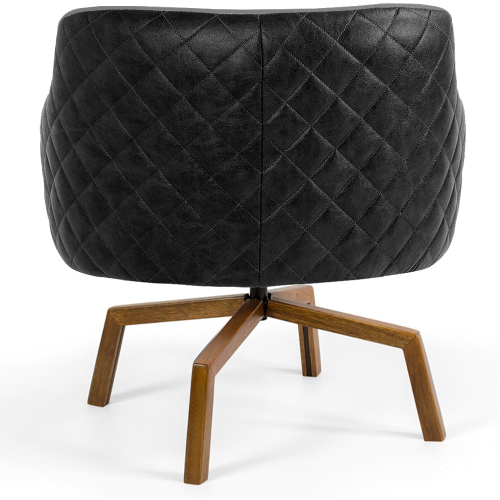 Kit 02 Poltronas Giratória Base Ka Jade D02 Linho Cinza C-416 Tressê Corano Preto - Lyam Decor