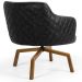 Kit 02 Poltronas Giratória Base Ka Jade D02 Linho Cinza C-416 Tressê Corano Preto - Lyam Decor