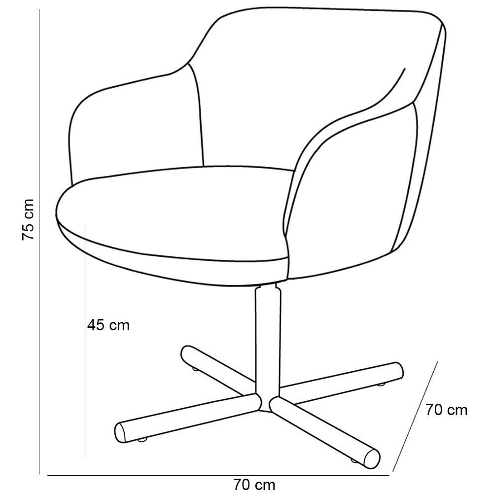 Kit 02 Poltronas Giratória Base X Jade D02 Linho Bege C-107 Tressê Corano Marrom - Lyam Decor