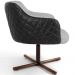 Kit 02 Poltronas Giratória Base X Jade D02 Linho Cinza C-315 Tressê Corano Preto - Lyam Decor