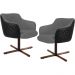 Kit 02 Poltronas Giratória Base X Jade D02 Linho Cinza C-416 Tressê Corano Preto - Lyam Decor