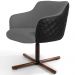 Kit 02 Poltronas Giratória Base X Jade D02 Linho Cinza C-416 Tressê Corano Preto - Lyam Decor