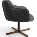 Kit 02 Poltronas Giratória Base X Jade D02 Linho Cinza C-416 Tressê Corano Preto - Lyam Decor