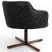 Kit 02 Poltronas Giratória Base X Jade D02 Linho Cinza C-416 Tressê Corano Preto - Lyam Decor